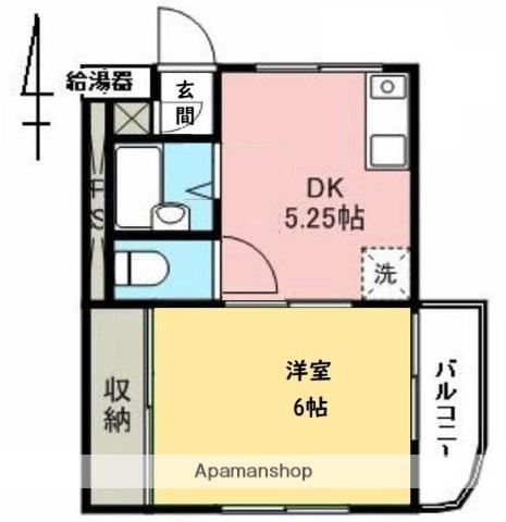 NK第9マンション(1DK/2階)の間取り写真