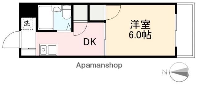 東田町ハイツ(1DK/4階)の間取り写真