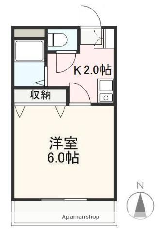 クレイドル安田Ⅱ(1K/2階)の間取り写真
