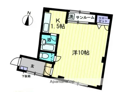 宮脇第15マンション(1K/2階)の間取り写真