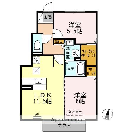 グラン3104A(2LDK/1階)の間取り写真