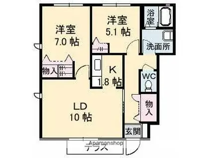 コンフォール A(2LDK/1階)の間取り写真