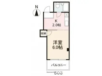 川田ビル(1K/5階)の間取り写真