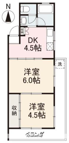 丸栄アパート B棟(1LDK/2階)の間取り写真