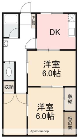 川西アパート(3DK/2階)の間取り写真