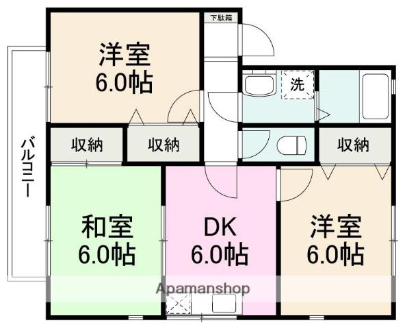 セジュールヤマシタ A・B棟(3DK/1階)の間取り写真