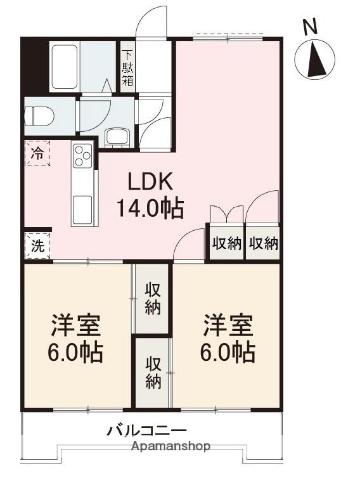 こぐまマンション高松町(2LDK/3階)の間取り写真