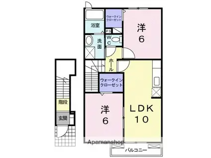 エステート・ステラ2号館(2LDK/2階)の間取り写真