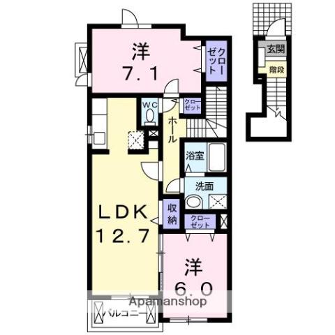 サン・ハーモニーA(2LDK/2階)の間取り写真