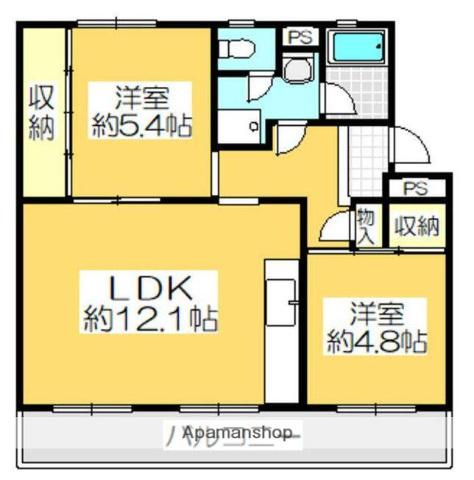 ヴィラナリー屋島(2LDK/3階)の間取り写真