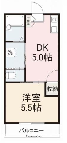 KAOKU屋島(1DK/2階)の間取り写真