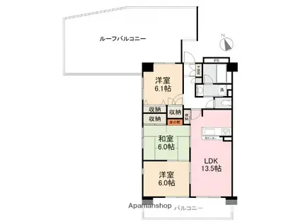 ダイアパレスロワイヤル栗林公園701号(3LDK/7階)の間取り写真