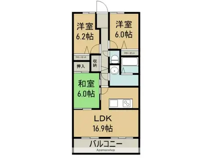 サントノーレ丸亀南(3LDK/4階)の間取り写真