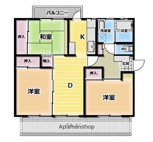 京都東山 403棟(3DK/5階)の間取り写真
