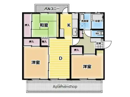 京都東山 408棟(3DK/3階)の間取り写真