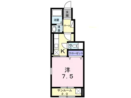 シャイン・ヴィレッジB(1K/1階)の間取り写真