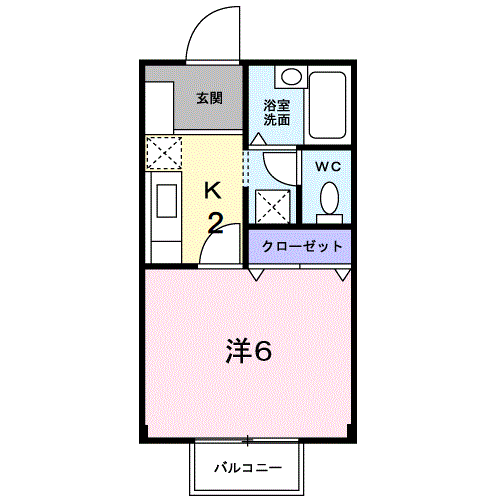 フレンド・元町(1K/1階)の間取り写真