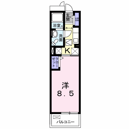 レガシーガーデンⅣA(1K/3階)の間取り写真