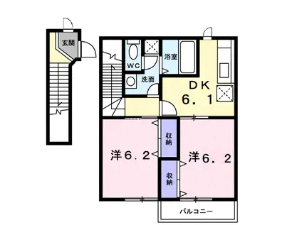 フラットHIRAOKA(2DK/2階)の間取り写真