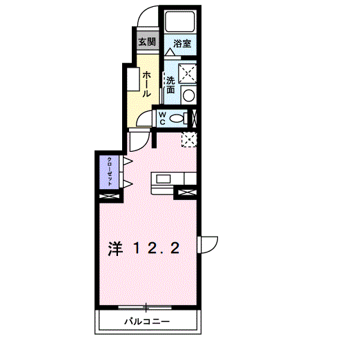 コート・ヤードⅡA(ワンルーム/1階)の間取り写真