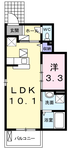 レガシーガーデンⅣB(1LDK/1階)の間取り写真