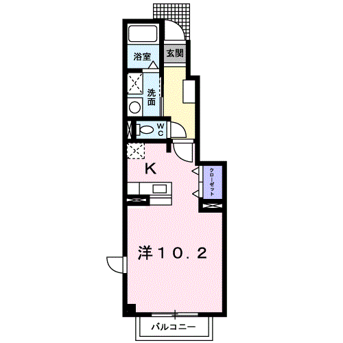 コーポフォレストⅡA(ワンルーム/1階)の間取り写真