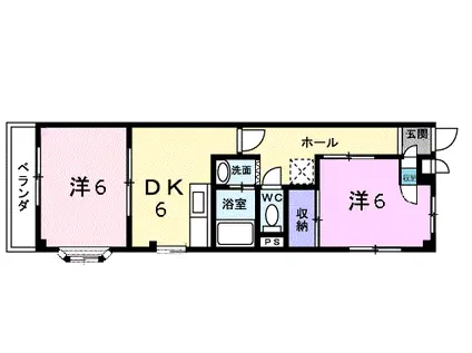 予讃線 坂出駅 徒歩26分 3階建 築32年(2DK/3階)の間取り写真