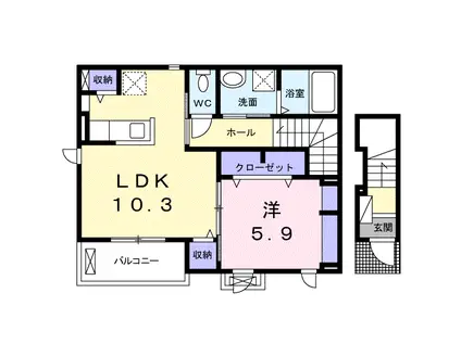 ギャラクシィ Ⅱ(1LDK/2階)の間取り写真