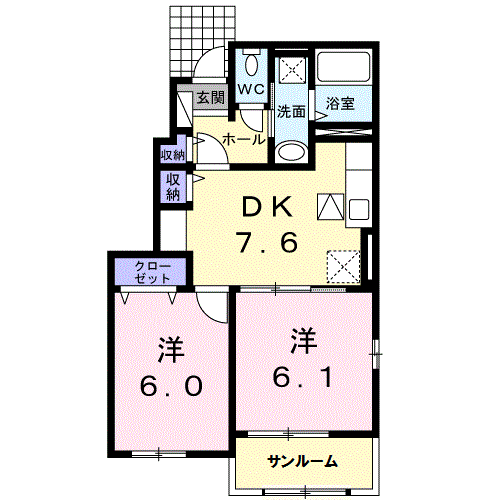レジデンス昭和町Ⅲ(2DK/1階)の間取り写真