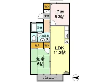 ドミールタキグチ(2LDK/2階)の間取り写真