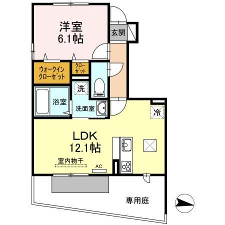 セジュール澄Ⅱ B棟(1LDK/1階)の間取り写真