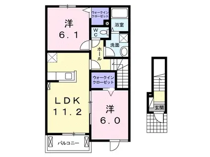ルーベル宇多津東 Ⅱ(2LDK/2階)の間取り写真