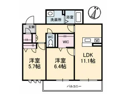 シャーメゾン宮下町(2LDK/2階)の間取り写真