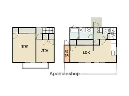 本四備讃線 宇多津駅 徒歩18分 2階建 築31年(2LDK)の間取り写真