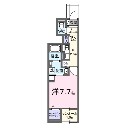 オリーブ坂本 B(1K/1階)の間取り写真