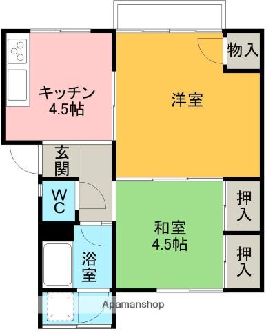 平成ハイツ5号館(2DK/3階)の間取り写真