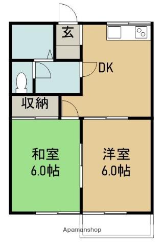 エスポワール飯野東(2DK/2階)の間取り写真