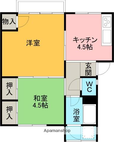 平成ハイツ2号館(2DK/3階)の間取り写真