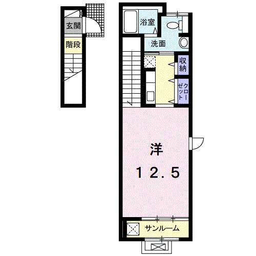 バース ウィステリア(ワンルーム/2階)の間取り写真