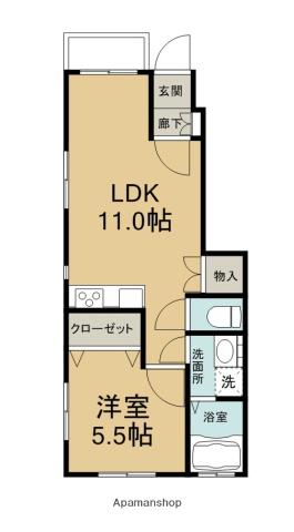 OPUS ONE DOKI B棟(1LDK/1階)の間取り写真
