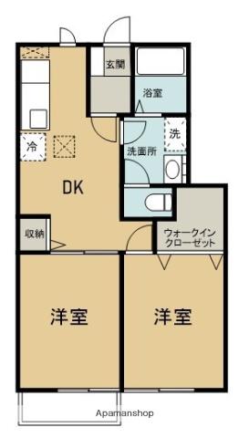 サンライトK・IB(2DK/1階)の間取り写真