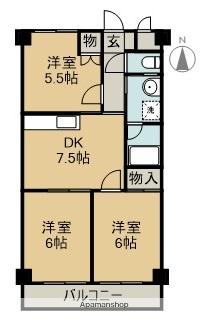 第7水野マンション(3DK/4階)の間取り写真