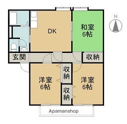 サンガーデンスターA棟(3DK/1階)の間取り写真