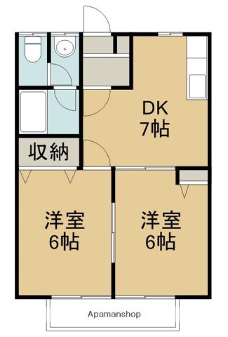 ソシアサニーヒル(2DK/2階)の間取り写真