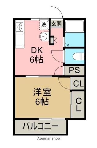 ウエストハイツ S(1DK/1階)の間取り写真