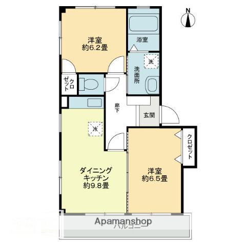 フォブール西泉(2LDK/2階)の間取り写真
