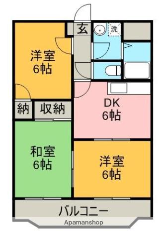 エクセレントAM(3DK/1階)の間取り写真