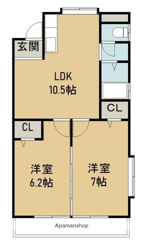 ソシアサニーヒルⅡ(2LDK/3階)の間取り写真