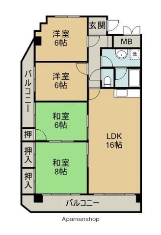 ワールドテラス(4LDK/6階)の間取り写真
