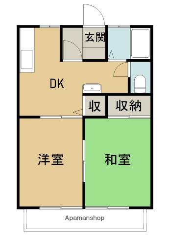 メゾントレビⅩⅡ(2DK/2階)の間取り写真